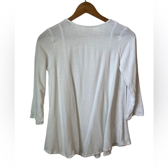 Et’Lois white linen blend A-line swing tunic blouse - Picture 4 of 8